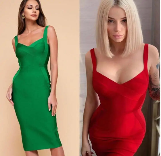 Amonyara - High Quality Bodycon Knee Length Rayon Bandage Dress - Evening Party Dress in Multiple Colors