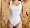 Amonyara - Sculpted Elegance: Seamless Square Neck Bodysuit Shapewear with Tummy Control and Thong Design