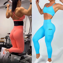  Amonyara - Spandex Women Yoga Sets - High-Waist Pocket Fitness Leggings & Scrunch Booty Workout Outfit