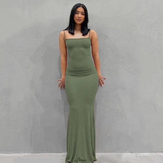 Amonyara - Summer Sexy: Spaghetti Strap Form Fit Bodycon Maxi Dress