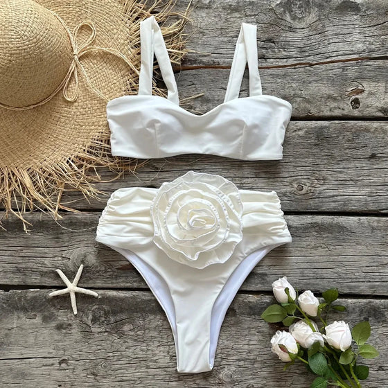 Amonyara - Elegant High-Waisted Floral Bikini Set