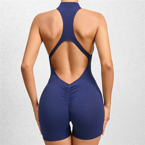 Amonyara - Zipper One Piece Workout Gear, Yoga Set & Body Shaping Workout Rompers